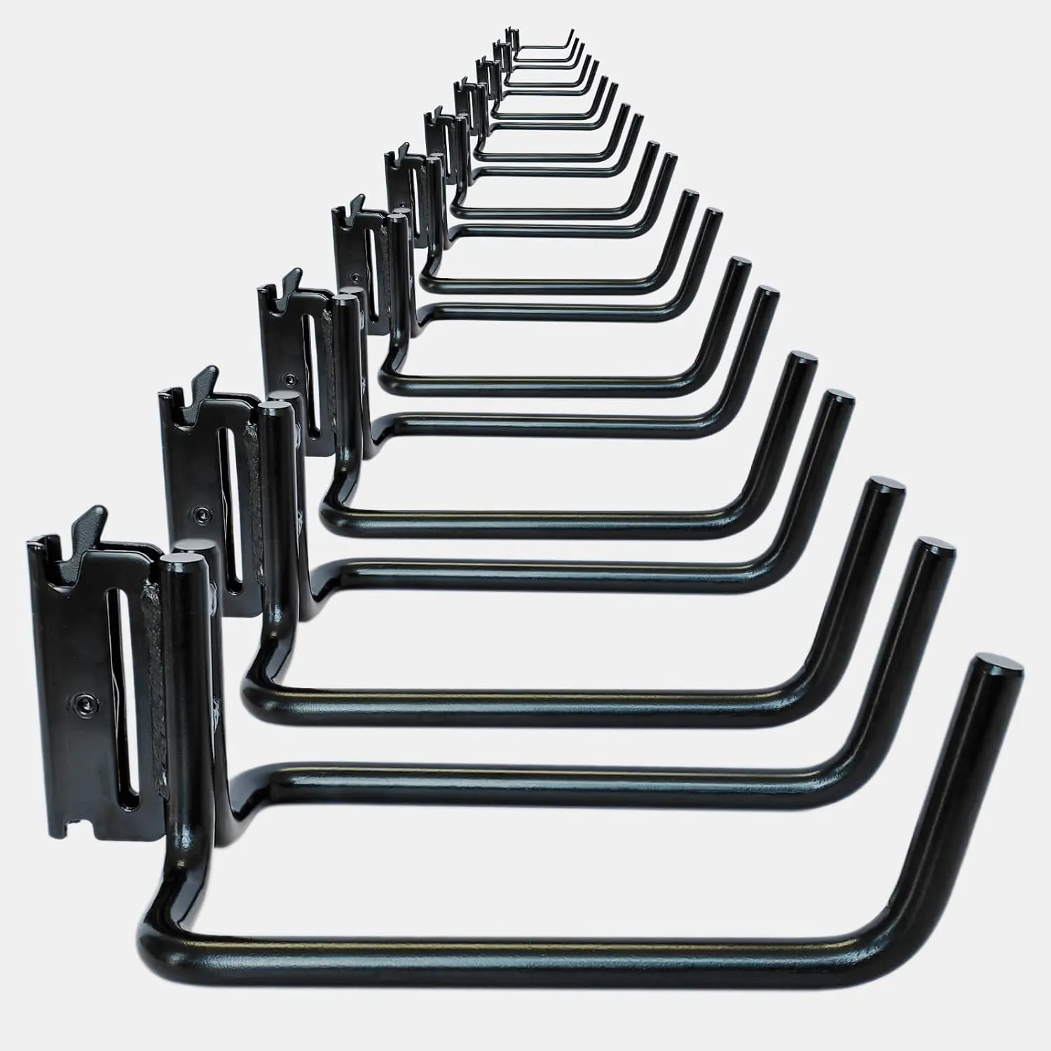 10 Pack E Track Double J Hooks, Heavy Duty Black Large Steel Shovel/Tool Hanger for Store Long Handled Tools, E Track Tie Down Accessories for Trailers, Trucks, Garden Tools Organizers Storage