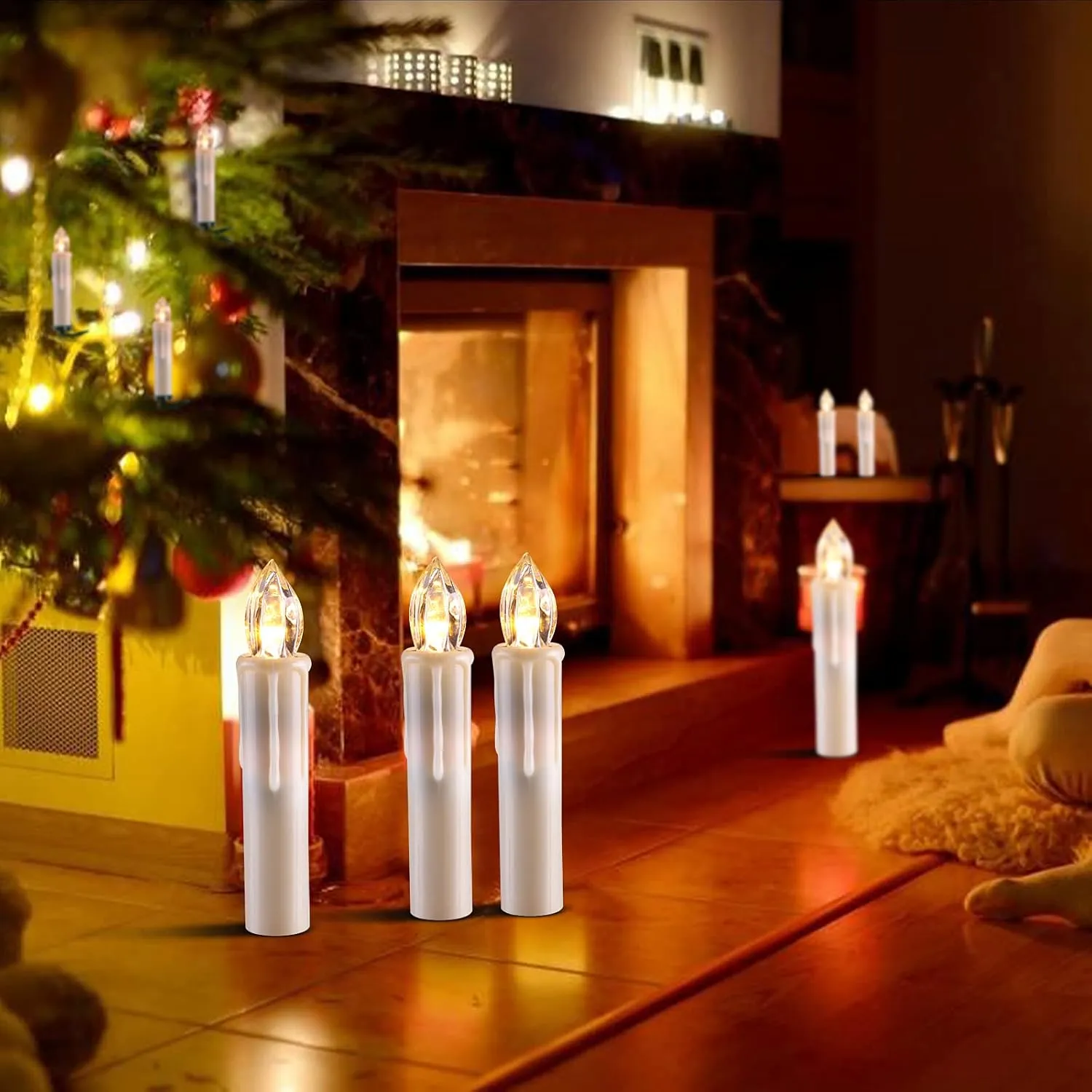 10 PCS LED Window Candles - Battery Operated Flameless Taper Candles with Remote Updated Timer Function - Warm White - Perfect for Wedding/Party/Birthday Decoration