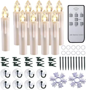 10 PCS LED Window Candles - Battery Operated Flameless Taper Candles with Remote Updated Timer Function - Warm White - Perfect for Wedding/Party/Birthday Decoration