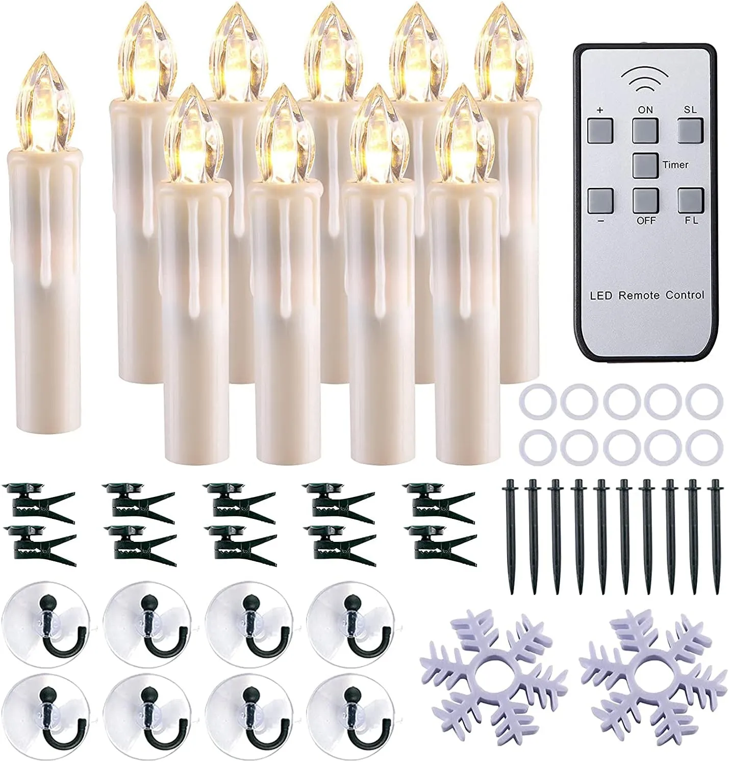 10 PCS LED Window Candles - Battery Operated Flameless Taper Candles with Remote Updated Timer Function - Warm White - Perfect for Wedding/Party/Birthday Decoration