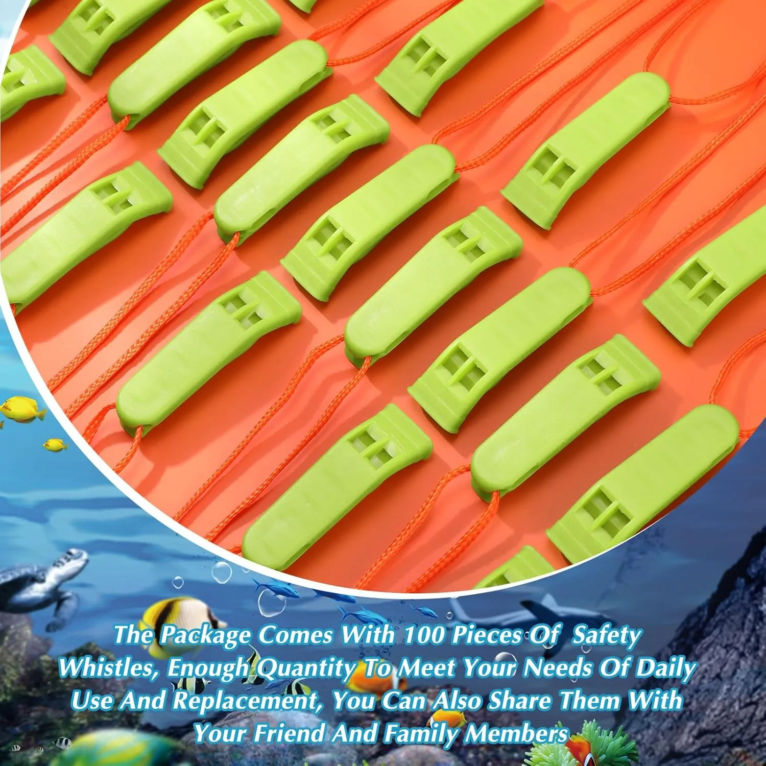 100 Pieces Emergency Whistles with Lanyard Safety Survival Whistles Loud Blast for Safety Camping Hiking Boating Hunting Survival Rescue Signaling