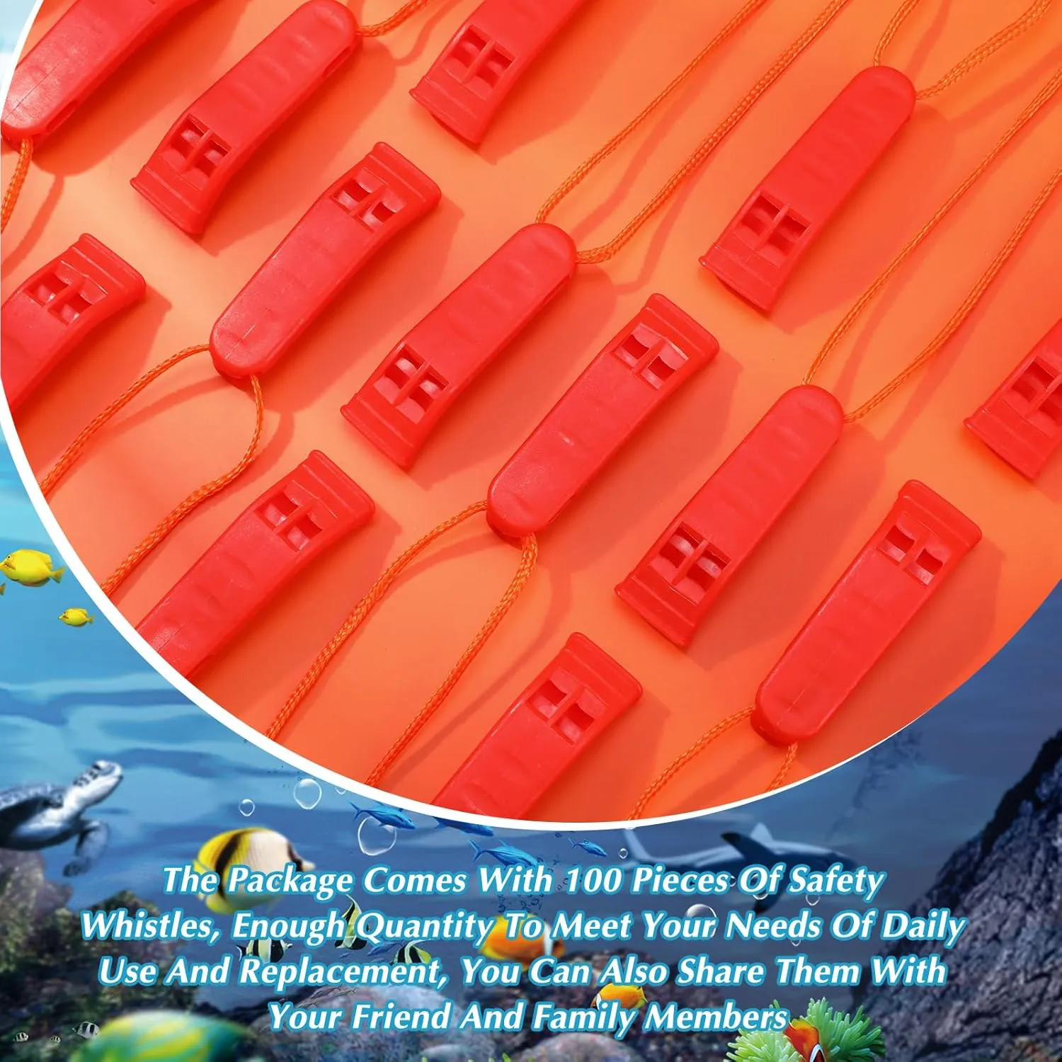 100 Pieces Emergency Whistles with Lanyard Safety Survival Whistles Loud Blast for Safety Camping Hiking Boating Hunting Survival Rescue Signaling