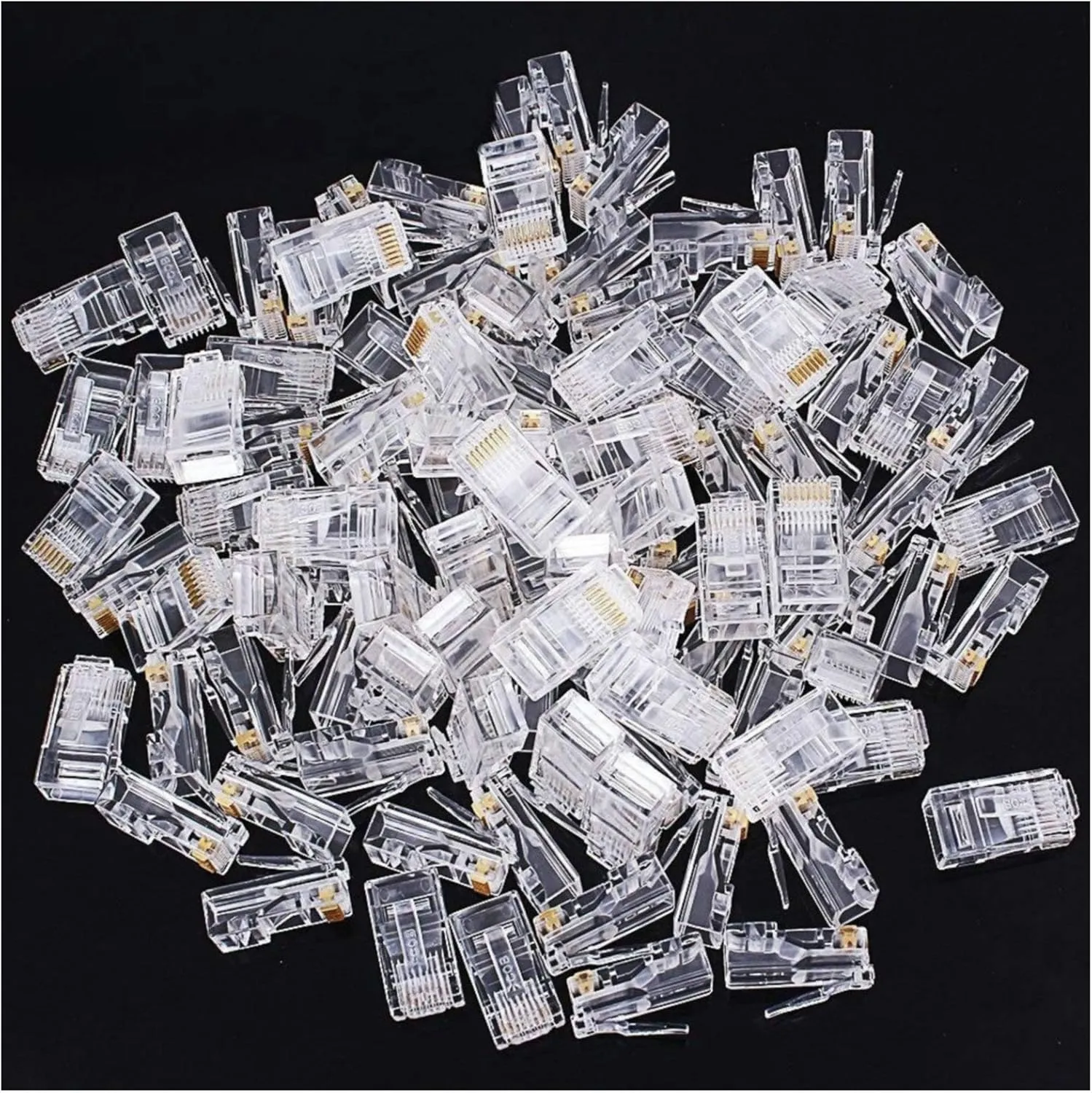 1000 Pcs Cat5 RJ-45 Ends, Cat5 Connector, RJ45 Connector, Ethernet Cable Crimp Connectors UTP Network Plug for Solid Wire and Standard Cable, Transparent,Bag of 1000