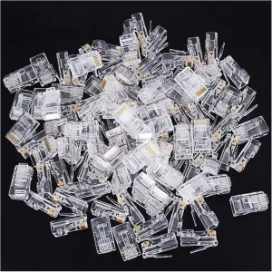 1000 Pcs Cat5 RJ-45 Ends, Cat5 Connector, RJ45 Connector, Ethernet Cable Crimp Connectors UTP Network Plug for Solid Wire and Standard Cable, Transparent,Bag of 1000