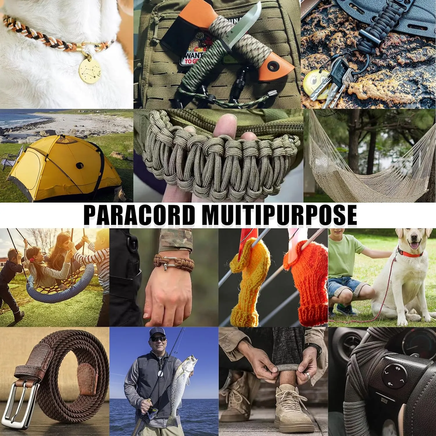 1000Ib Paracord Rope - 100ft / 200ft / 500ft / 1000ft 4mm,12 Strand Parachute Spool Cord,para Cord Lanyard for Camping,Hammock,Clothsline,Hiking,Fishing,Survival braceletand Survival - Black 500FT