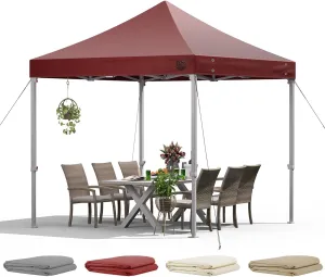 10x10 Heavy Duty Pop Up Canopy Replacement Top, 10x10 Canopy Replacement Top Waterproof UV Protection,600D Oxford Fabric Outdoor Tent Cover for Backyard/Patios/Parties/Camping Sun Shade (Burgundy)