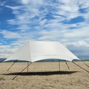 10x17ft Beach Canopy Tent Sun Shade with 2 Poles Camping Tarp Shelter for Beach Grass