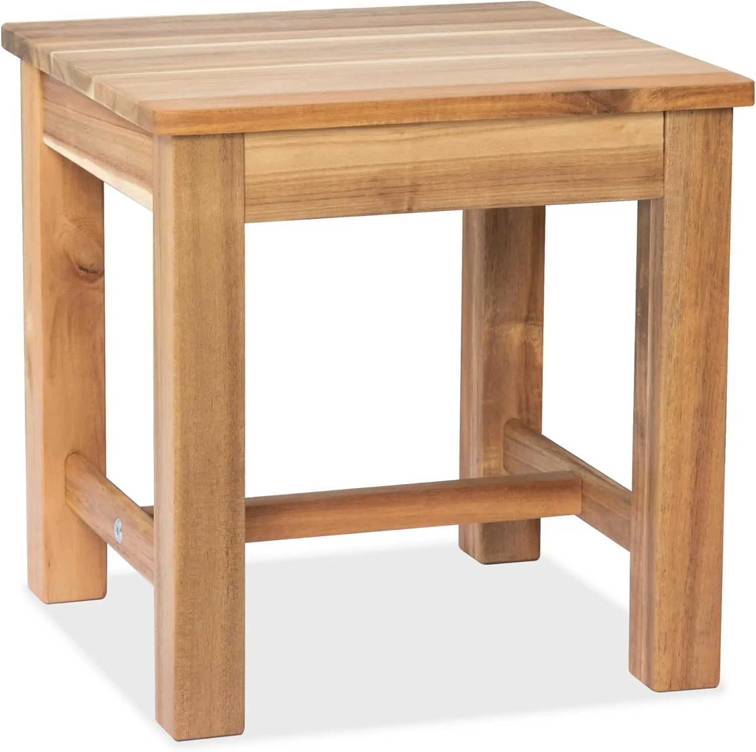 12 Inch Wooden Step Stool, Small Nature Beach Chair Under Desk, Indoor Acacia Wood Short Footstool for Living Room, Kitchen, Bathroom