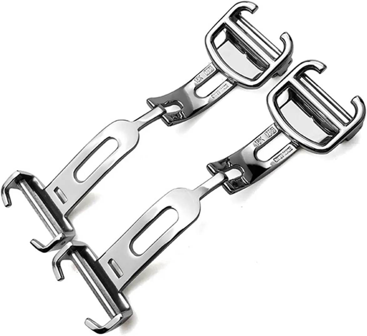 12mm, 14mm, 16mm, 18mm, 20mm 316L Fine Steel Brushed Butterfly Folding Watch Buckle For Cartier Blue Balloon
