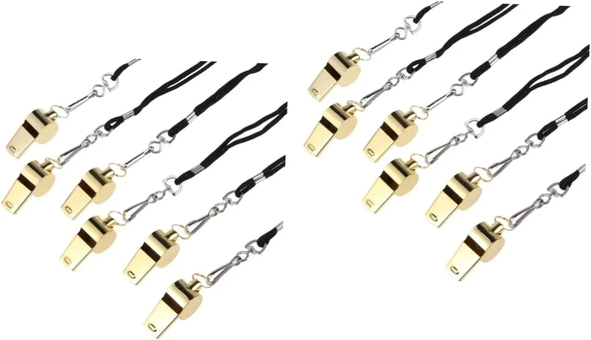 12pcs Loud Emergency Whistles for Outdoor Survival for Camping Hiking School and Gym Activities Golden