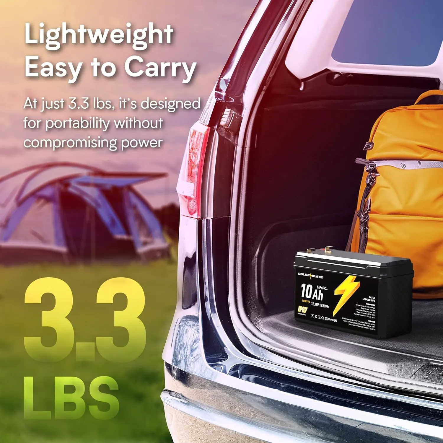 12V 10Ah LiFePO4 Lithium Battery(2 Packs), 5000  Deep Cycles, IP67 Waterproof Lithium Iron Phosphate Battery, Built-in BMS, Ideal for Power Wheels, Solar, Marine, Fish Finder, Ride-on Toy