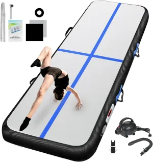 13FT Inflatable Air Gymnastics Mat Gymnastics Track Training Mats Yoga Floor Cheerleading Landing Taekwondo Training Kungfu Exercise Mats with Electric Air Pump for Home Gymnasium Beach Park and Water