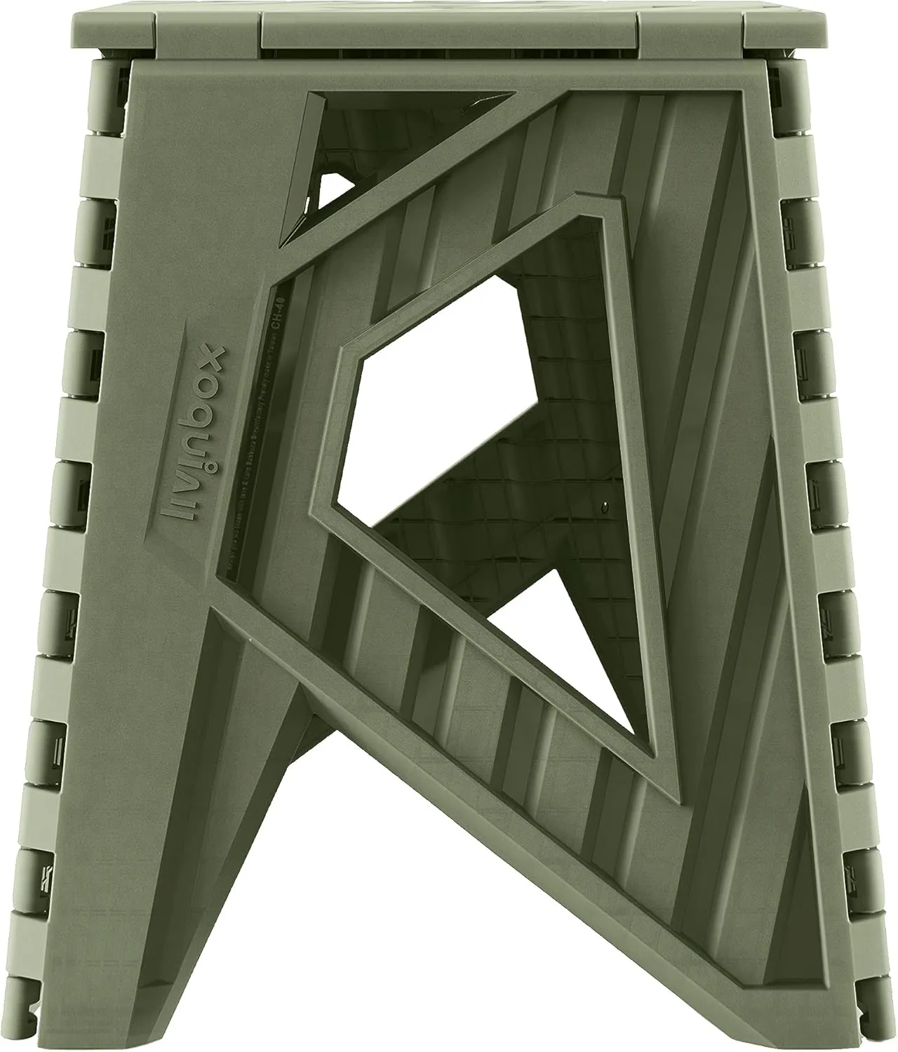 15 inch Plastic Collapsible Stool, Folding Stool, Outdoor Step Stool, Opens Easy with One Flip. Great for Kitchen, Bathroom, Bedroom, Kids or Adults, Holds Up to 200kg (Khaki Green)