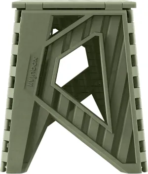 15 inch Plastic Collapsible Stool, Folding Stool, Outdoor Step Stool, Opens Easy with One Flip. Great for Kitchen, Bathroom, Bedroom, Kids or Adults, Holds Up to 200kg (Khaki Green)