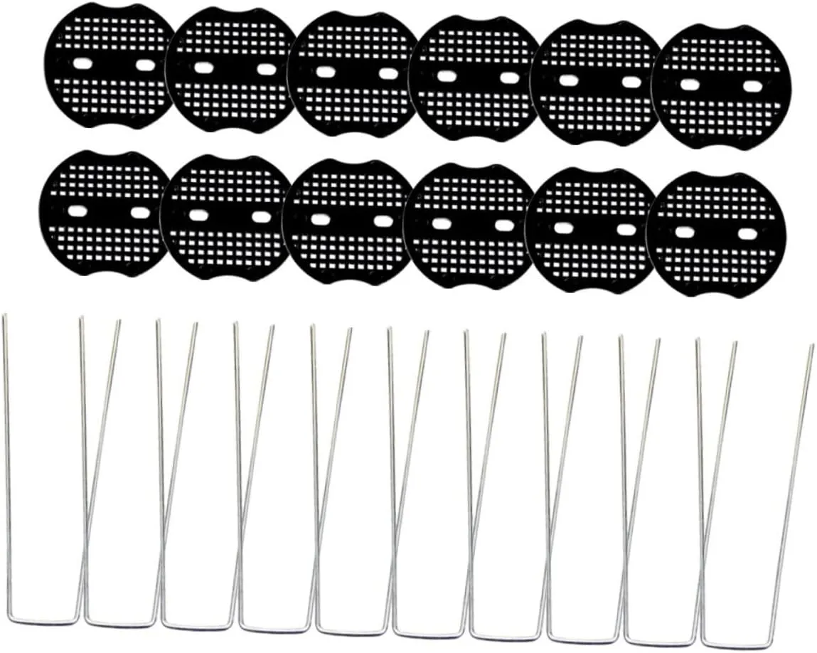 15 Sets U-Shaped Ground Nail Ground Pegs Wire Tree Frost Protection Covers Tent Stakes Link Camping Gazebo Outdoor Stakes Camping Pegs Anchor Garden Pegs for Ground Tarp Pp Black