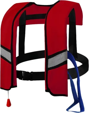 150N Automatic Inflatable Life Jacket – Adjustable Nylon Swim Vest with CO2 Inflation, Reflective Strips & Safety Buckle