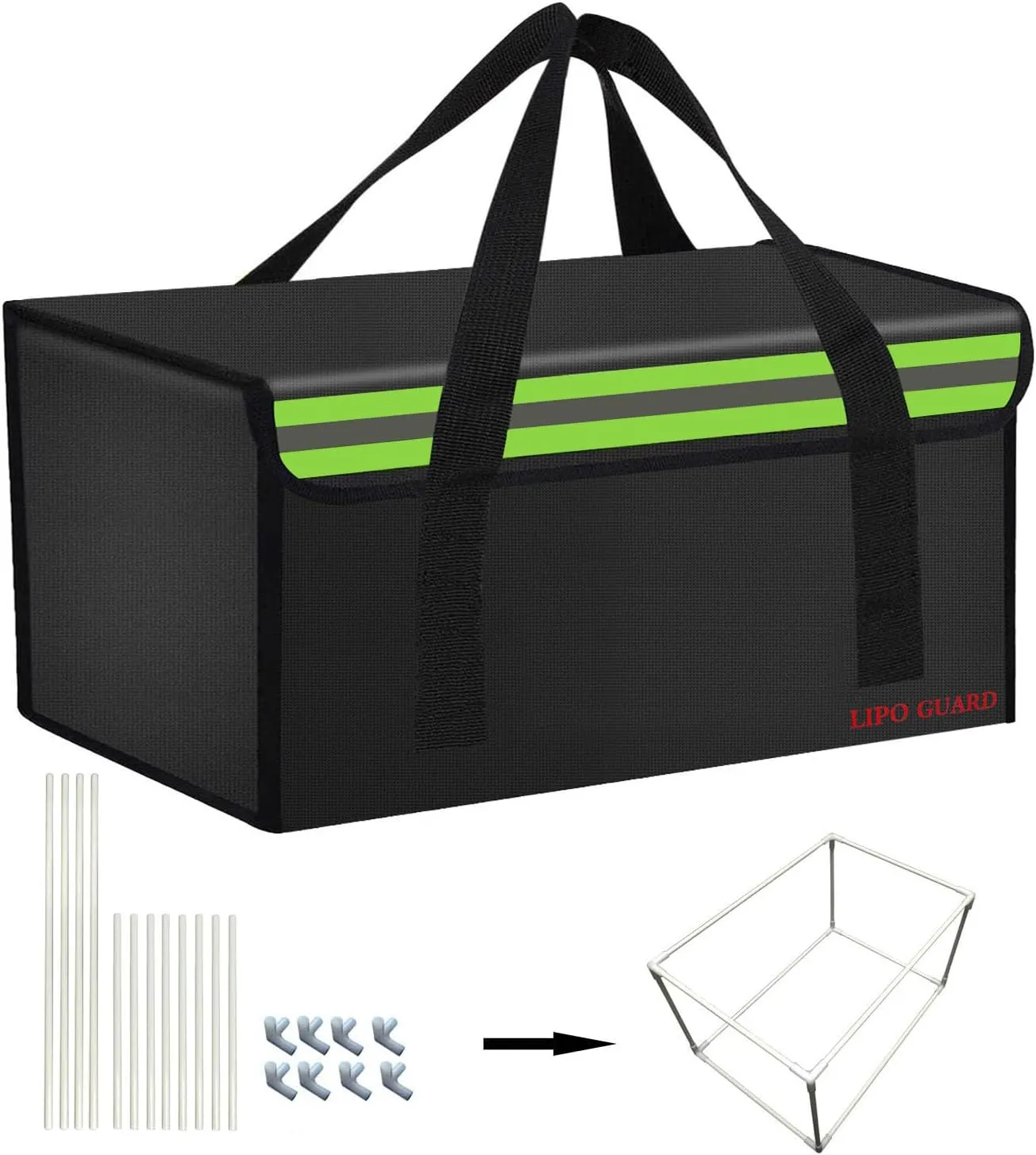 15.8"x9.8"x9.8" With support Ebike Battery Safe Bag Fireproof Charging Bag Large Capatity for Lipo Battery Pack Storage Charging Transport, Home Office Travel Fireproof Safe Storage Pouch