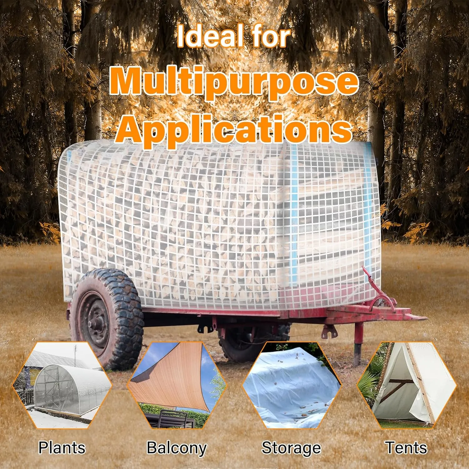 16 Mil Greenhouse Cover,Clear Plastic Tarps Heavy Duty Waterproof 10x20,UV Resistant Poly Clear Tarps with Grommets, Greenhouse Heavy Duty Tarp for Gardening, Farming, Nursery, Garden