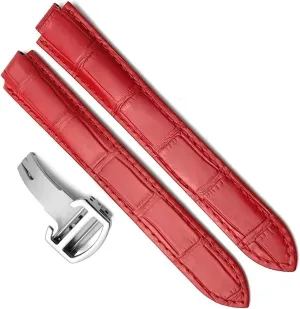 16mm 18mm 20mm Genuine Leather Watch Strap With Folding Buckle Watch Bands For Cartier Tank Solo Blue Ballon