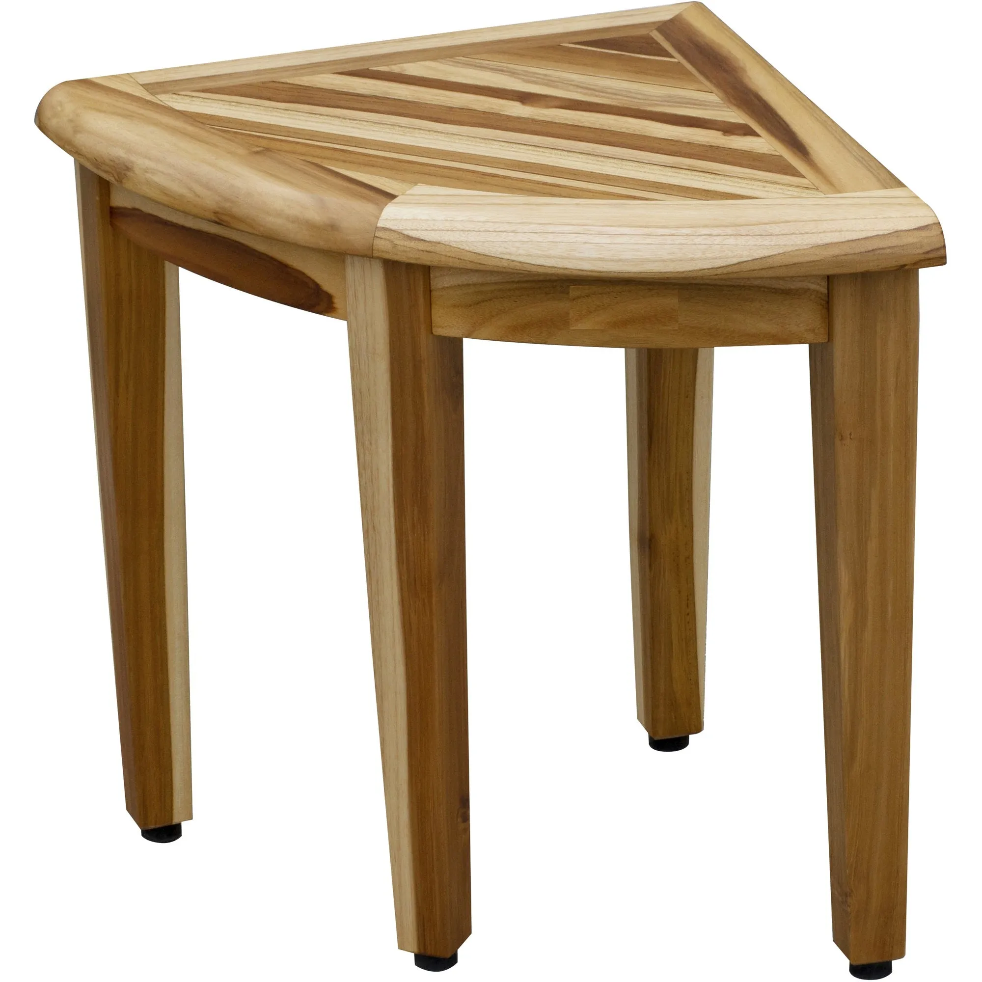 16" Compact Teak Corner Shower Stool with Shelf in Natural Finish