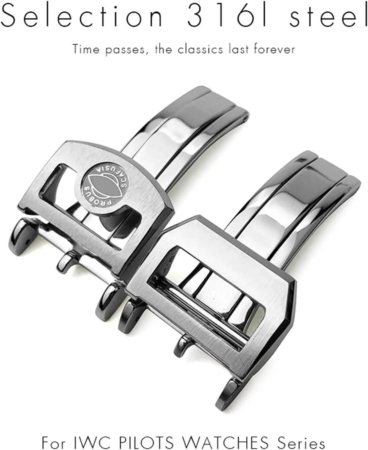 18mm 20mm 316L Stainless Steel Buckle For IWC Pilot Mark Portugieser Replacement Watch Accessories Folding Clasp