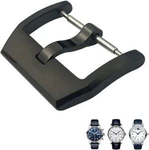 18mm 20mm 316L Stainless Steel Deployment Buckle for IWC Pilot Mark Portugieser Rose Gold Rubber Leather Watchband Folding Clasp (Color : Black 2, Size : 20mm)