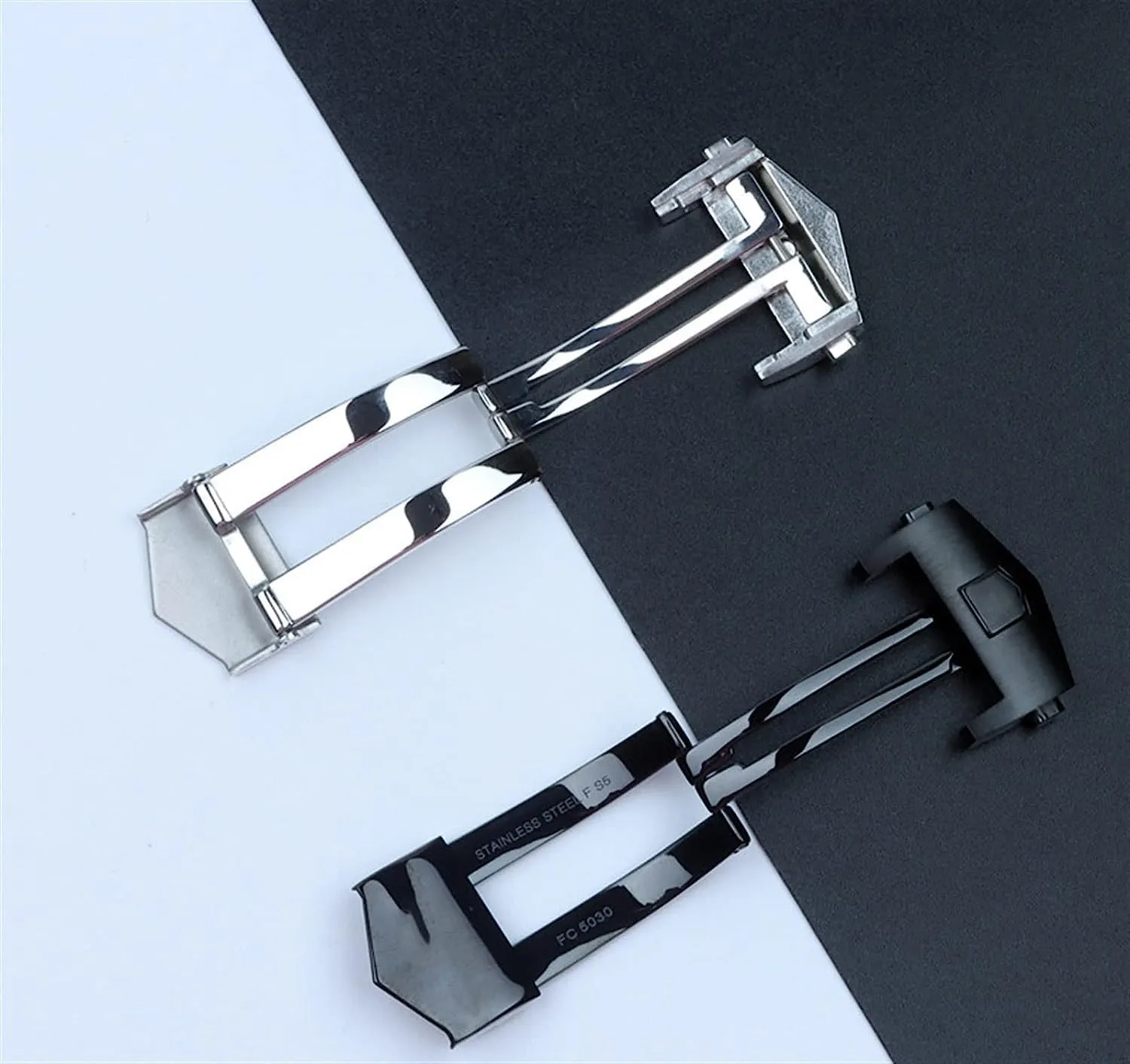 18mm 20mm 316L Stainless Steel Folding Butterfly Buckle Silver Black Watch Band for TAG Clasp for HEUER Carrera Clasp