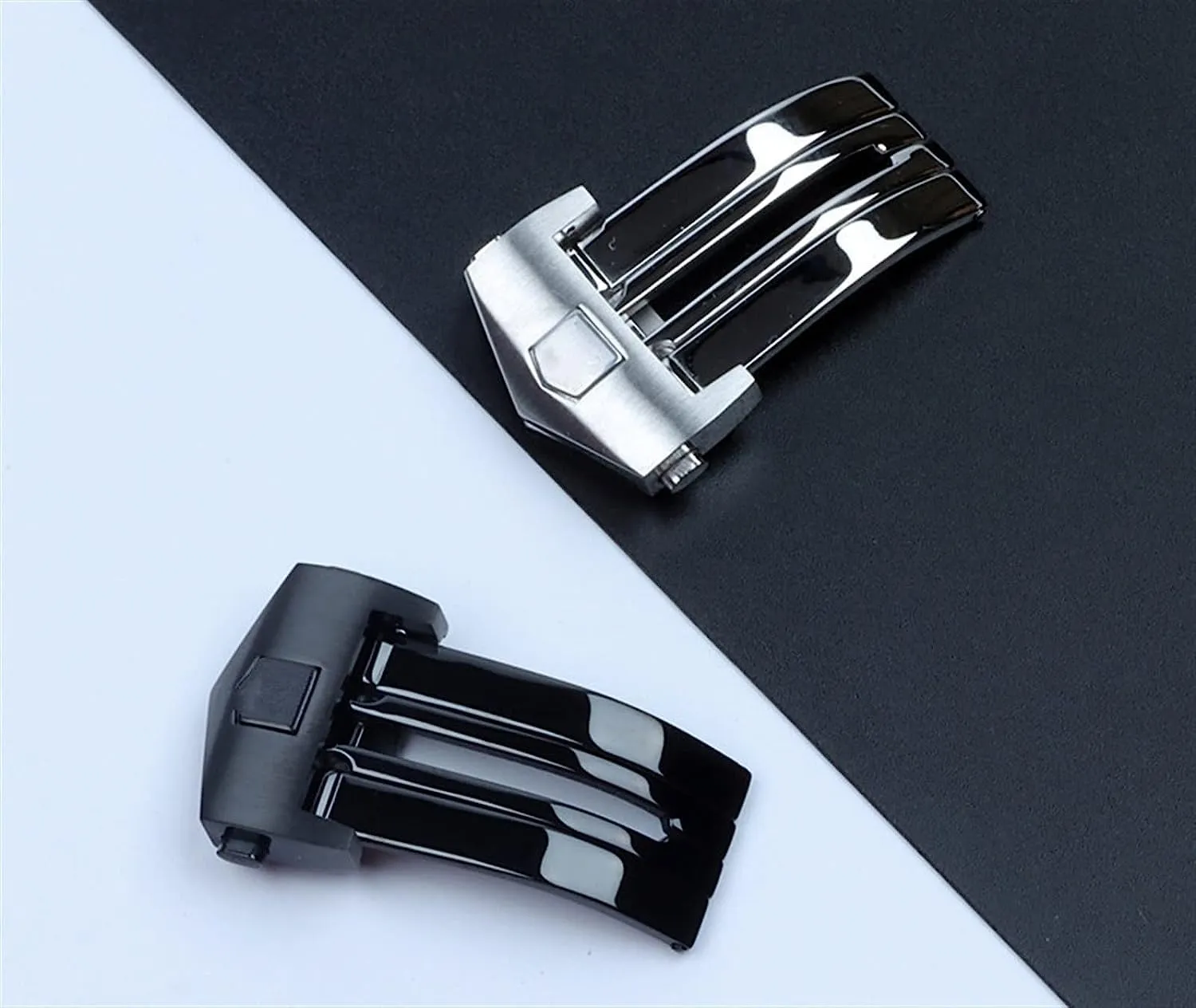 18mm 20mm 316L Stainless Steel Folding Butterfly Buckle Silver Black Watch Band for TAG Clasp for HEUER Carrera Clasp