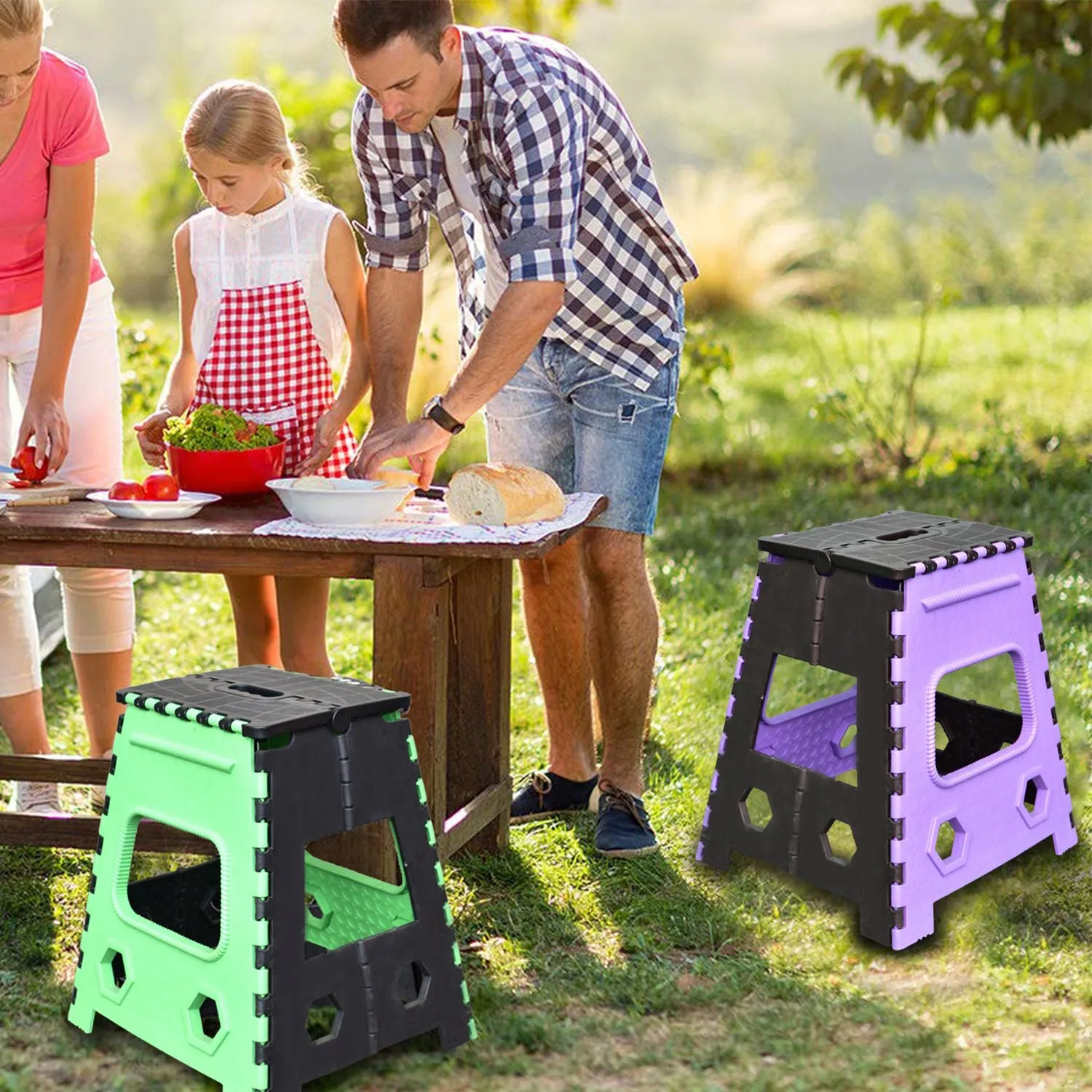 18" Folding Stool for Adults & Kids - Brown Box
