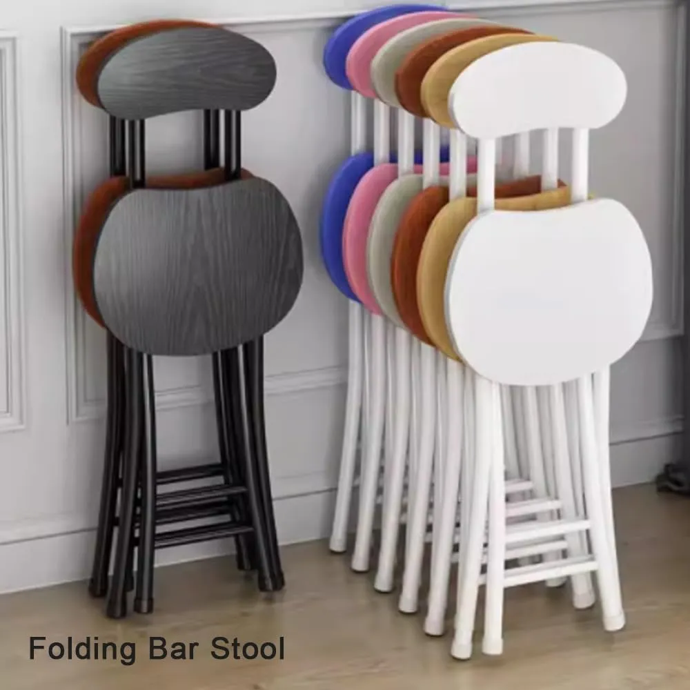 18" Folding Stool with Backrest, Outdoor Travel Stool, Portable Foldable Barstools, for Kitchen/Camping/Fishing/BBQ(White)