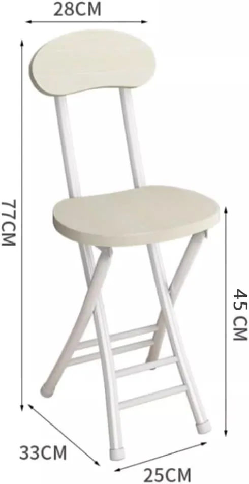 18" Folding Stool with Backrest, Outdoor Travel Stool, Portable Foldable Barstools, for Kitchen/Camping/Fishing/BBQ(White)