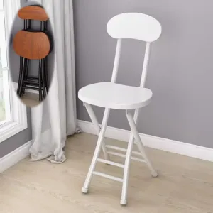 18" Folding Stool with Backrest, Outdoor Travel Stool, Portable Foldable Barstools, for Kitchen/Camping/Fishing/BBQ(White)