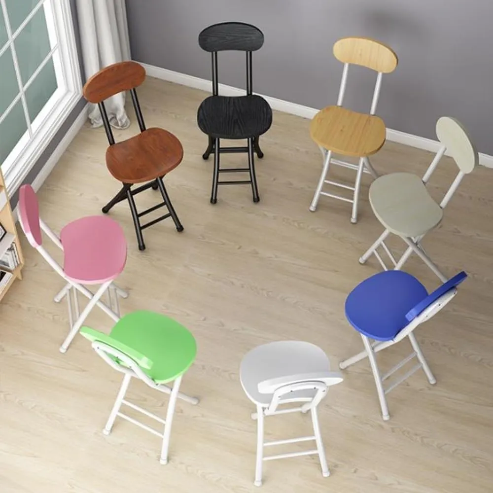 18" Folding Stool with Backrest, Outdoor Travel Stool, Portable Foldable Barstools, for Kitchen/Camping/Fishing/BBQ(White)