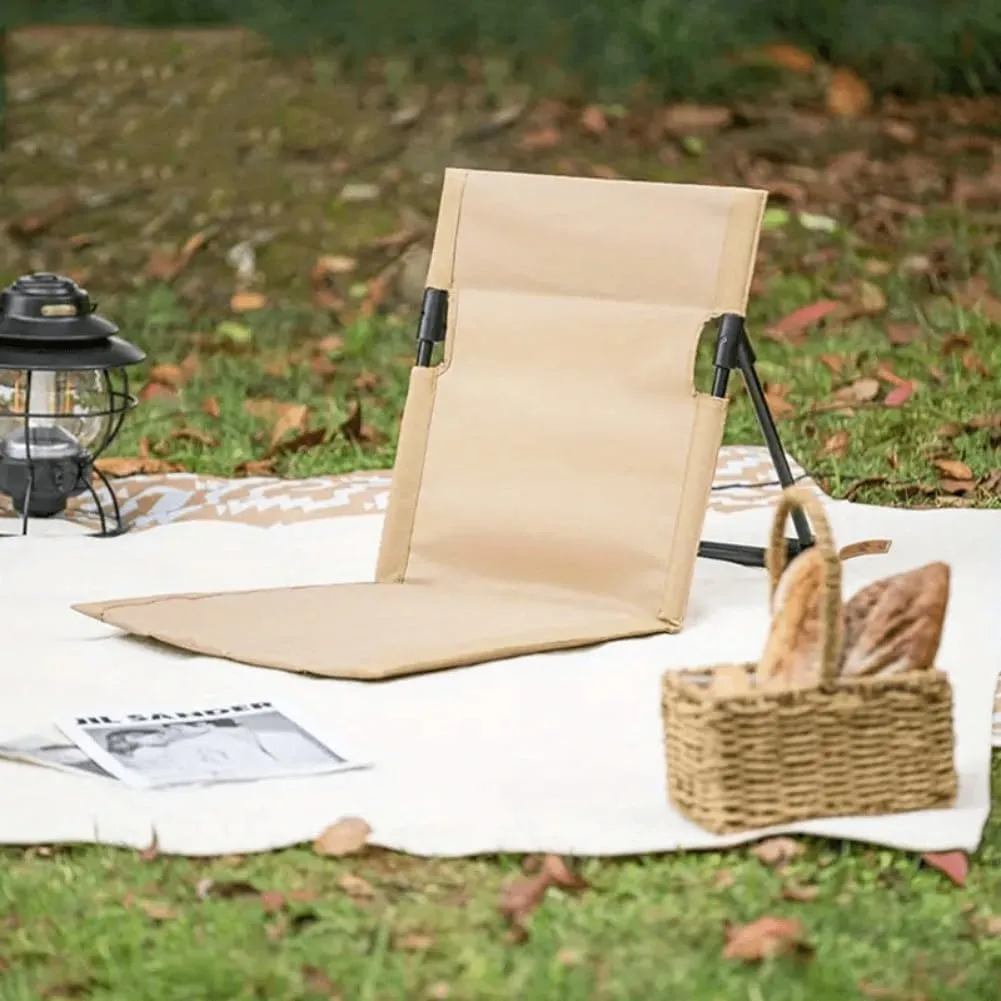 1pc Portable Iron Ottoman, Foldable Beach Chair, Black Outdoor Seating, Low Maintenance, Manual Setup, Ideal for Picnic, Travel, Beach, Park, and Sports Events (Black)