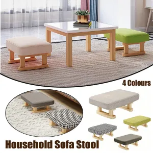 1PC Small Solid Wood Fabric Stool Creative Retro Footstool for Living Room Seat