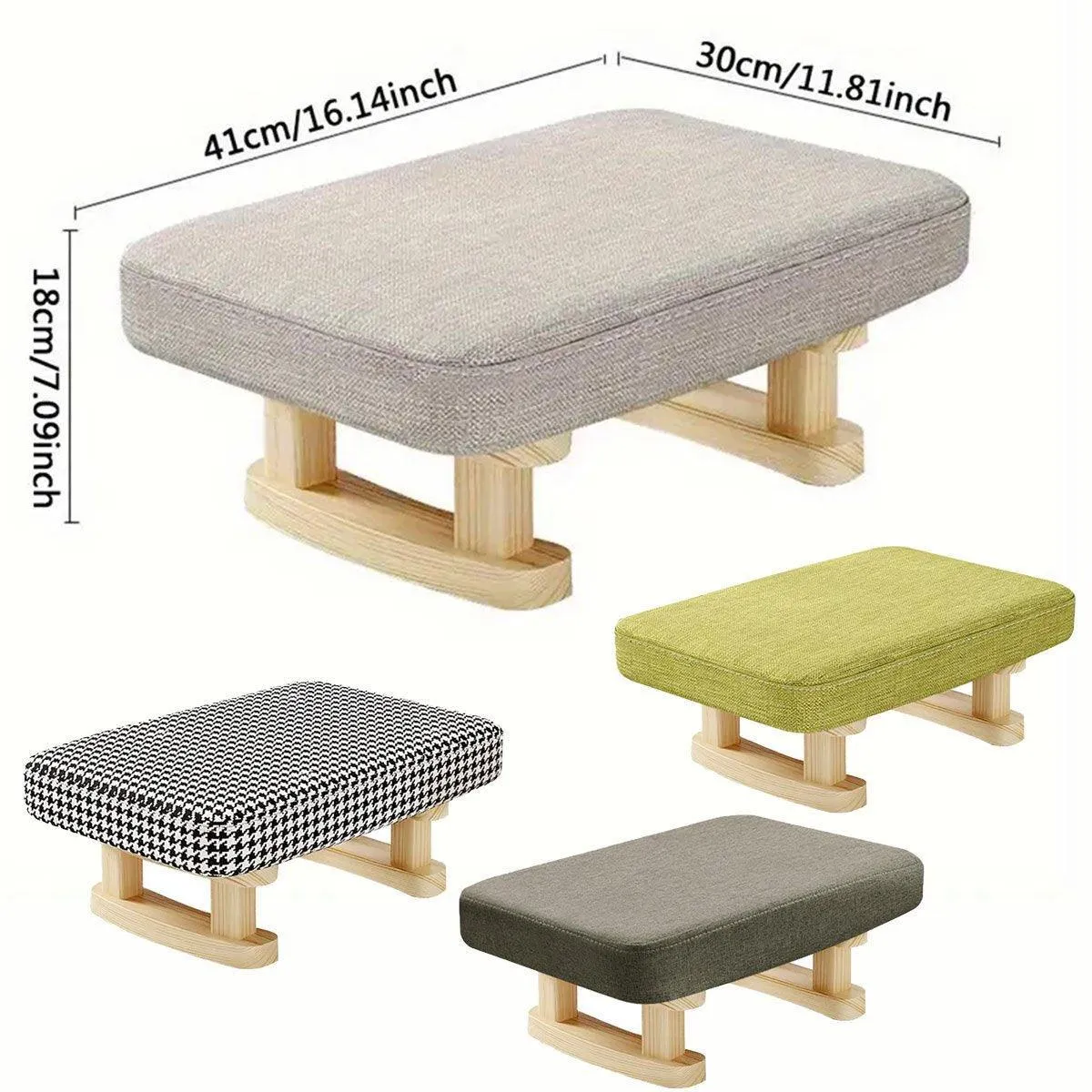 1PC Small Solid Wood Fabric Stool Creative Retro Footstool for Living Room Seat