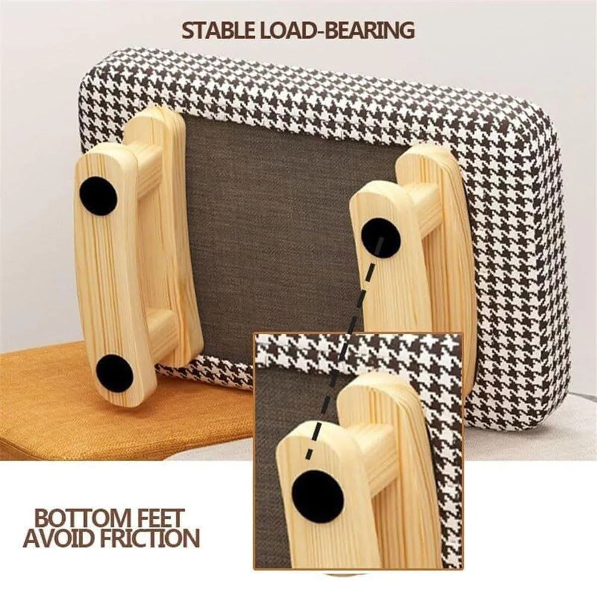1PC Small Solid Wood Fabric Stool Creative Retro Footstool for Living Room Seat