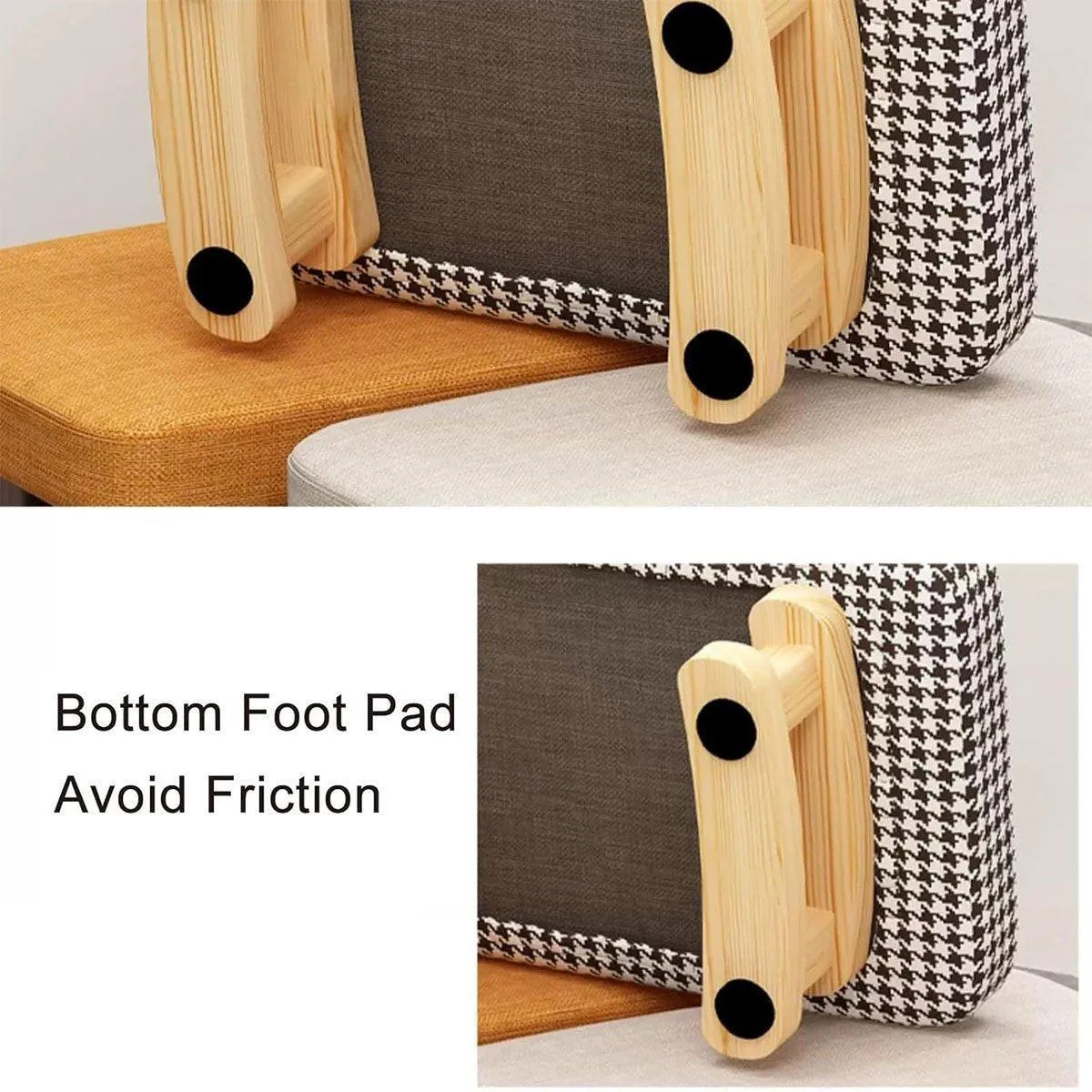 1PC Small Solid Wood Fabric Stool Creative Retro Footstool for Living Room Seat