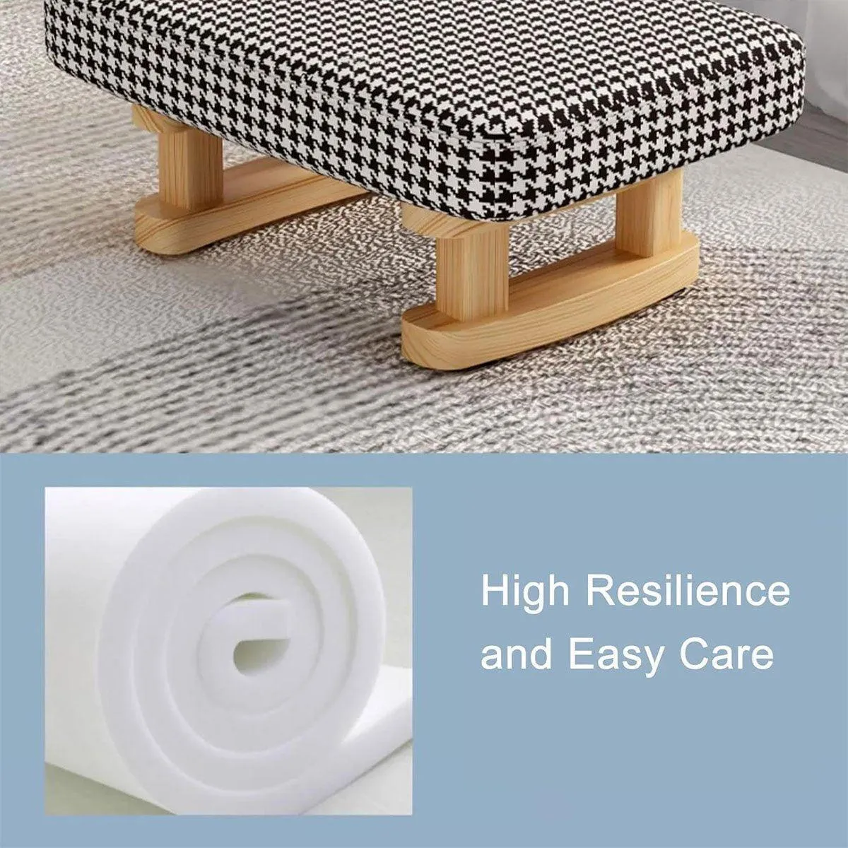 1PC Small Solid Wood Fabric Stool Creative Retro Footstool for Living Room Seat