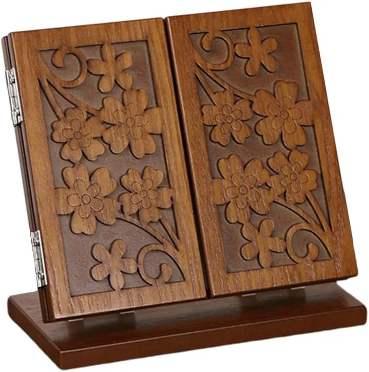 1pc Wood Dressing Table Mirror - Carved Vanity Makeup Mirror With Three Mirrors - Indoor Desktop & Standing Makeup Mirror