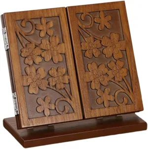 1pc Wood Dressing Table Mirror - Carved Vanity Makeup Mirror With Three Mirrors - Indoor Desktop & Standing Makeup Mirror