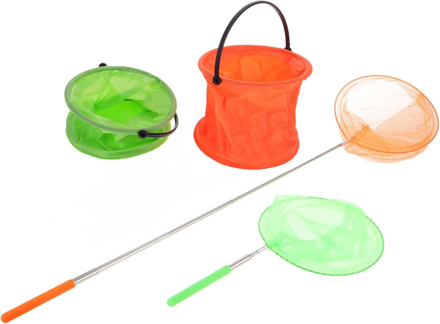 1set Boy Girl Telescopic Fishing Butterfly Nets Lightweight Outdoor Tools for Catching Fish More Includes Folding Buckets for Beach Garden Play