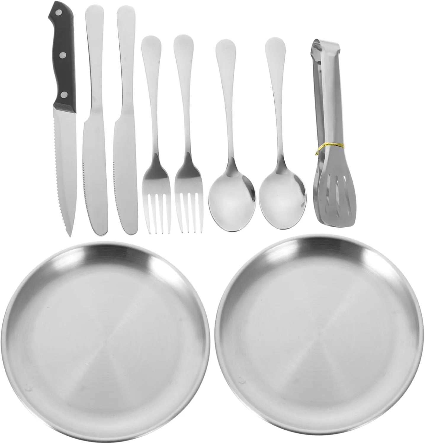 1set Portable Camping Tableware Utensils Stainless Steel Cutlery Kit Storage Bag for Hiking Picnics Bbqs and Outdoor Adventures