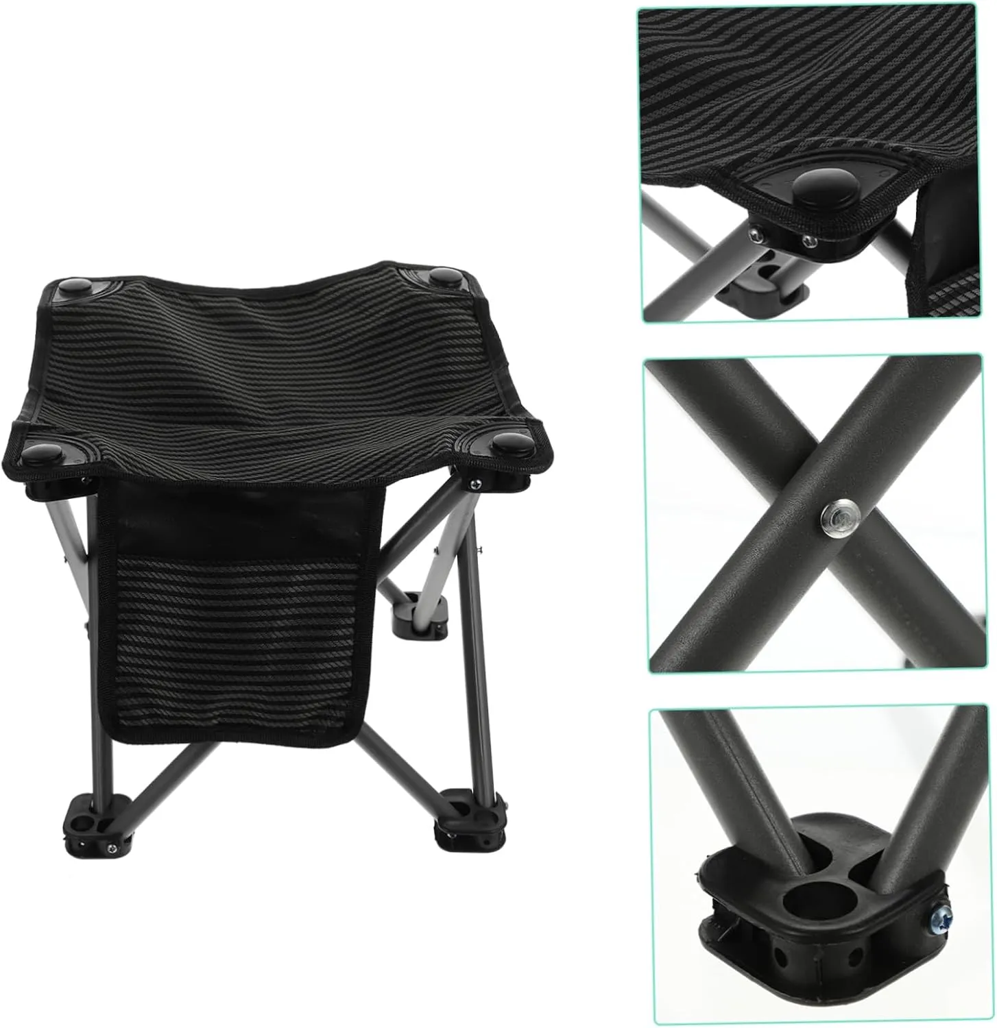 1set Portable Folding Camping Chair with Side Pocket Lightweight Outdoor Stool for Fishing Hiking Travel and Stable Design Quick Setup