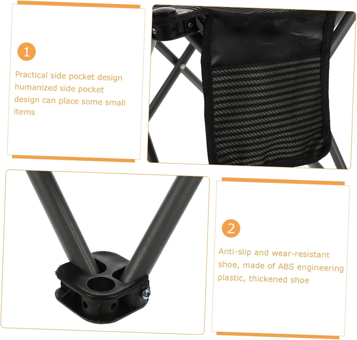 1set Portable Folding Camping Chair with Side Pocket Lightweight Outdoor Stool for Fishing Hiking Travel and Stable Design Quick Setup