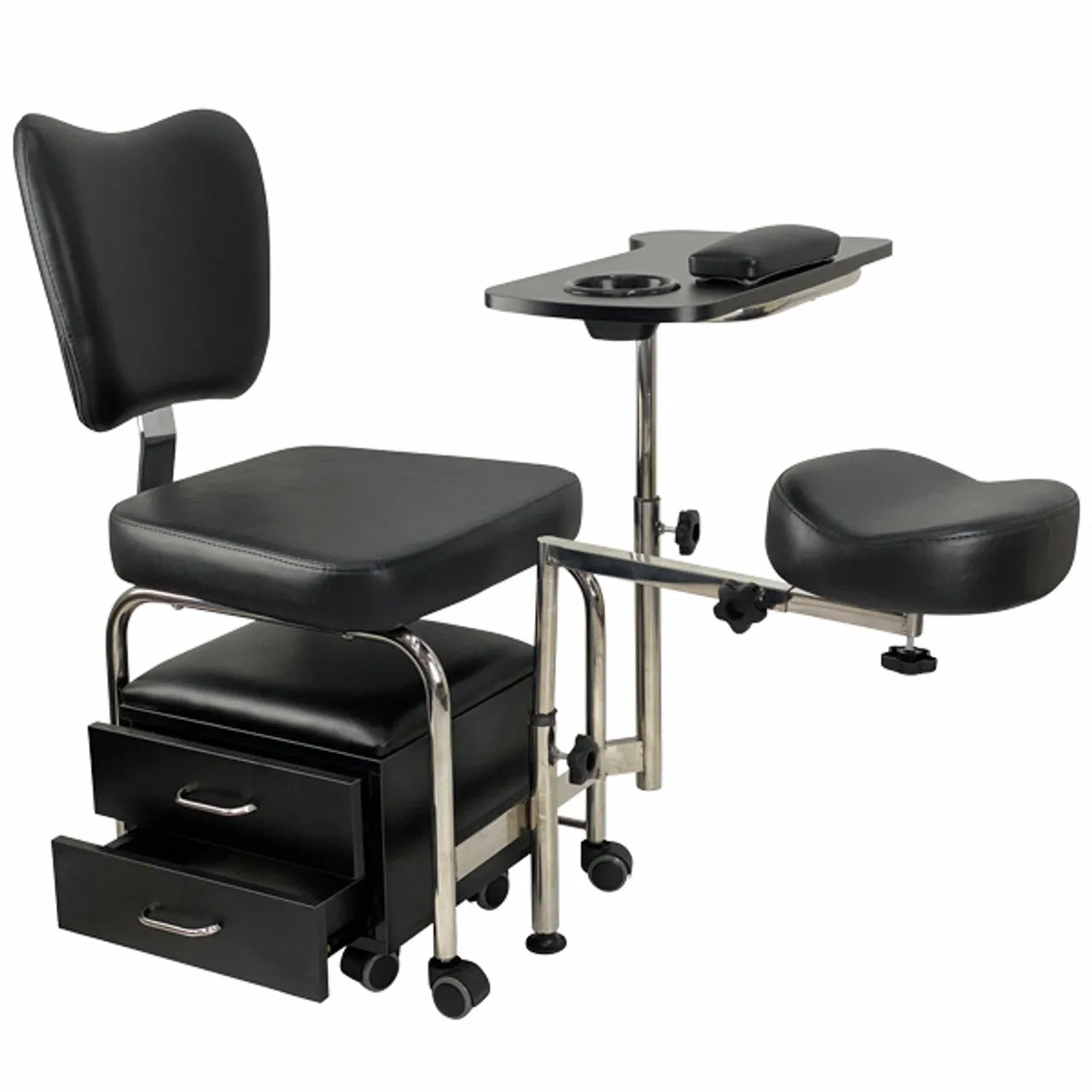 2 in1 Pedicure & Manicure Stool - Black