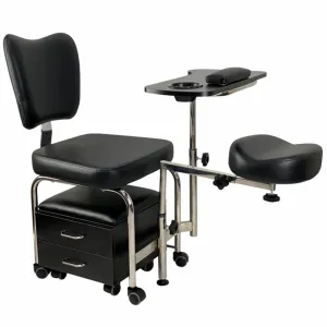 2 in1 Pedicure & Manicure Stool - Black