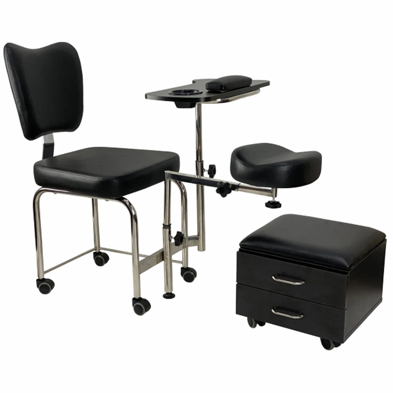 2 in1 Pedicure & Manicure Stool - Black