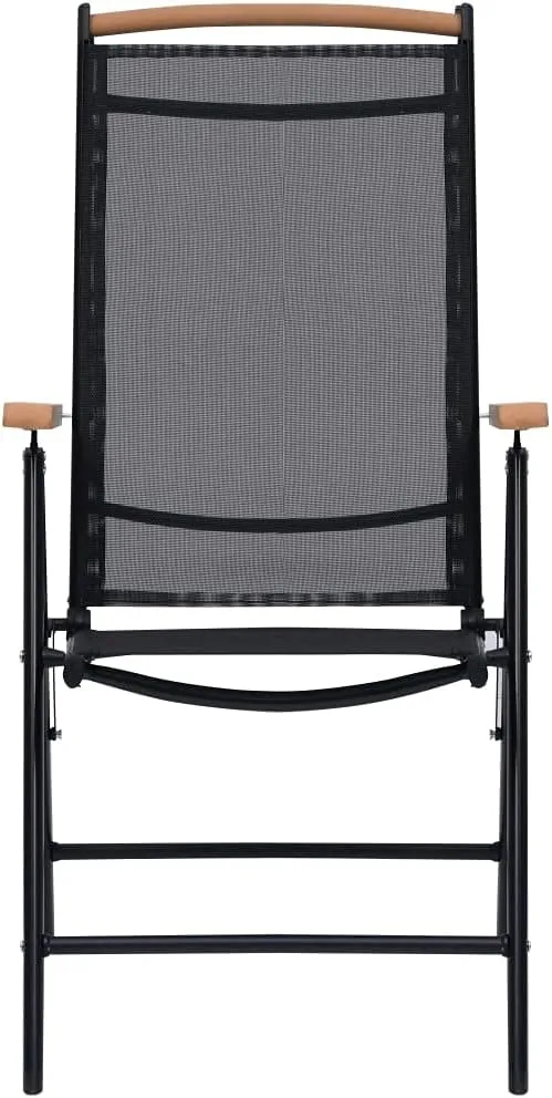 2-Pack Black Folding Patio Chairs with 7-Position Reclining Textilene Seats - Lightweight Aluminum Outdoor Lounge Chairs for Poolside, Camping, Beach, and Garden Use