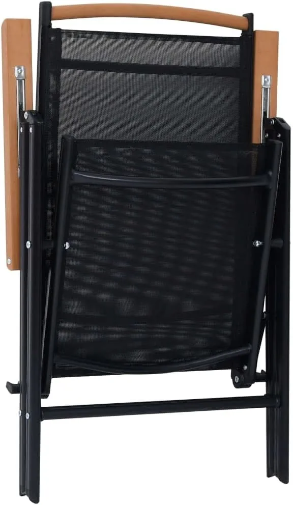 2-Pack Black Folding Patio Chairs with 7-Position Reclining Textilene Seats - Lightweight Aluminum Outdoor Lounge Chairs for Poolside, Camping, Beach, and Garden Use